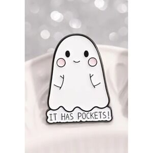 Cute Ghost It Has Pockets Enamel Pin Funny Halloween Spooky Kawaii Lapel Pin